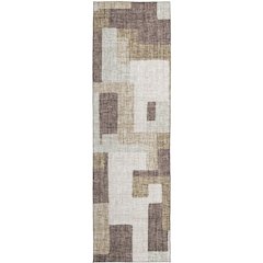 Luxury Washable Indoor/Outdoor Portico Brown 2'3" x 7'6" Runner Rug