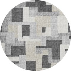 Luxury Washable Indoor/Outdoor Portico Gray 8' x 8' Round Rug
