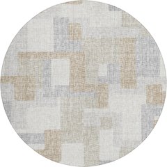Luxury Washable Indoor/Outdoor Portico Ivory 8' x 8' Round Rug
