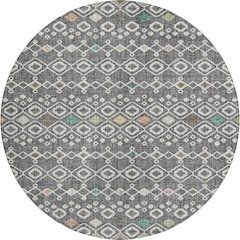 Luxury Washable Indoor/Outdoor Portico Gray 8' x 8' Round Rug