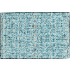 Luxury Washable Indoor/Outdoor Portico Teal 1'8" x 2'6" Rug
