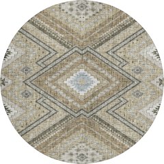 Luxury Washable Indoor/Outdoor Portico Beige 8' x 8' Round Rug