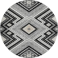 Luxury Washable Indoor/Outdoor Portico Black 8' x 8' Round Rug
