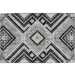 Luxury Washable Indoor/Outdoor Portico Black 1'8" x 2'6" Rug