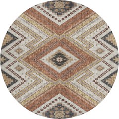 Luxury Washable Indoor/Outdoor Portico Copper 8' x 8' Round Rug