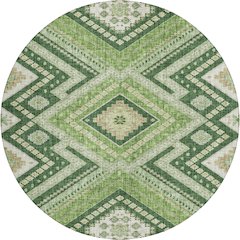 Luxury Washable Indoor/Outdoor Portico Green 8' x 8' Round Rug
