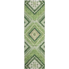 Luxury Washable Indoor/Outdoor Portico Green 2'3" x 7'6" Runner Rug