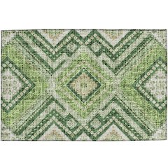 Luxury Washable Indoor/Outdoor Portico Green 1'8" x 2'6" Rug