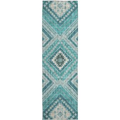 Luxury Washable Indoor/Outdoor Portico Teal 2'3" x 7'6" Runner Rug