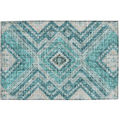 Luxury Washable Indoor/Outdoor Portico Teal 1'8" x 2'6" Rug