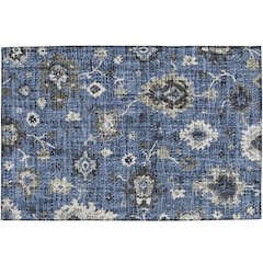 Luxury Washable Indoor/Outdoor Portico Blue 1'8" x 2'6" Rug