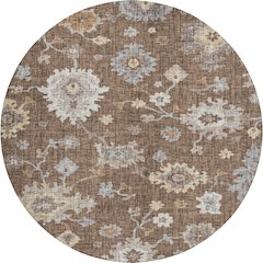 Luxury Washable Indoor/Outdoor Portico Chocolate 8' x 8' Round Rug