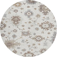Luxury Washable Indoor/Outdoor Portico Ivory 8' x 8' Round Rug