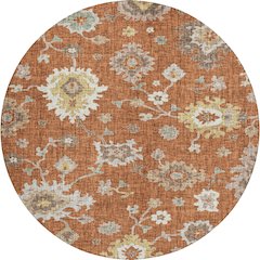 Luxury Washable Indoor/Outdoor Portico Paprika 8' x 8' Round Rug