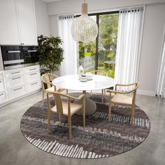 Rylee Brown Transitional Striped 8' x 8' Round Rug Brown ARY34