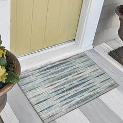 Waverly Ocean Contemporary Striped 1'8" x 2'6" Accent Rug Ocean AWA31