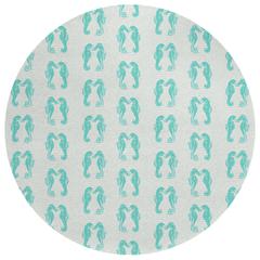 Indoor/Outdoor Surfside ASR45 Aqua Washable 8' x 8' Round Rug