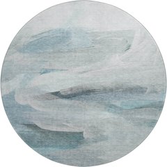 Luxury Washable Indoor/Outdoor Ravenna Teal 8' x 8' Round Rug