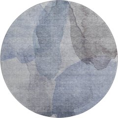 Luxury Washable Indoor/Outdoor Ravenna Blue 8' x 8' Round Rug