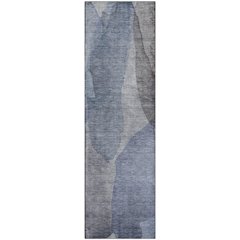 Luxury Washable Indoor/Outdoor Ravenna Blue 2'3" x 7'6" Runner Rug