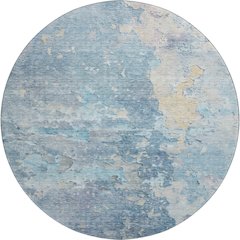 Luxury Washable Indoor/Outdoor Ravenna Blue 8' x 8' Round Rug