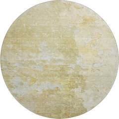 Luxury Washable Indoor/Outdoor Ravenna Gold 8' x 8' Round Rug