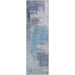 Luxury Washable Indoor/Outdoor Ravenna Blue 2'3" x 7'6" Runner Rug