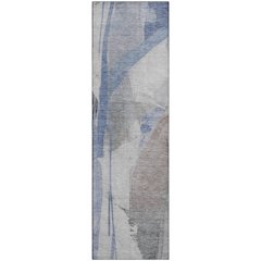 Luxury Washable Indoor/Outdoor Ravenna Denim 2'3" x 7'6" Runner Rug