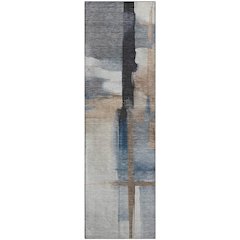 Luxury Washable Indoor/Outdoor Ravenna Blue 2'3" x 7'6" Runner Rug