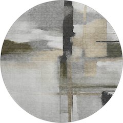 Luxury Washable Indoor/Outdoor Ravenna Gray 8' x 8' Round Rug
