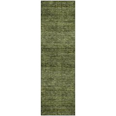 Luxury Washable Indoor/Outdoor Soft Essentials SE1 Green 2'3" x 7'6" Runner Rug