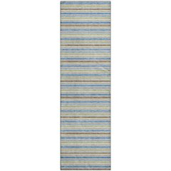 Luxury Washable Indoor/Outdoor Soft Essentials SE2 Blue 2'3" x 7'6" Runner Rug