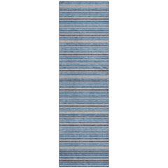 Luxury Washable Indoor/Outdoor Soft Essentials SE2 Blue 2'3" x 7'6" Runner Rug