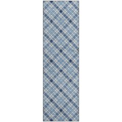 Luxury Washable Indoor/Outdoor Soft Essentials SE3 Blue 2'3" x 7'6" Runner Rug