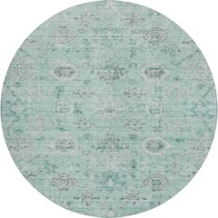 Luxury Washable Indoor/Outdoor Solace Teal 8' x 8' Round Rug