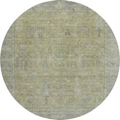 Luxury Washable Indoor/Outdoor Solace Aloe 8' x 8' Round Rug