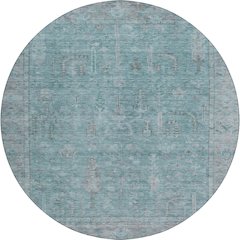 Luxury Washable Indoor/Outdoor Solace Aqua 8' x 8' Round Rug