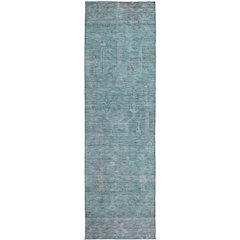 Luxury Washable Indoor/Outdoor Solace Aqua 2'3" x 7'6" Runner Rug