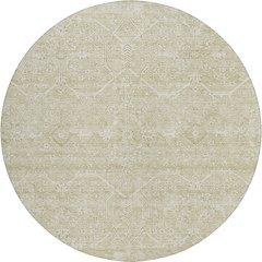Luxury Washable Indoor/Outdoor Solace Beige 8' x 8' Round Rug