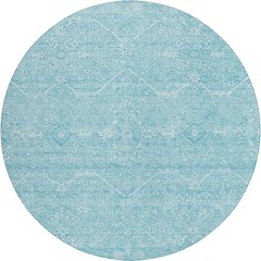 Luxury Washable Indoor/Outdoor Solace Sky 8' x 8' Round Rug