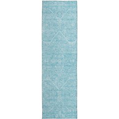 Luxury Washable Indoor/Outdoor Solace Sky 2'3" x 7'6" Runner Rug