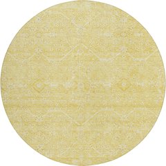 Luxury Washable Indoor/Outdoor Solace Yellow 8' x 8' Round Rug