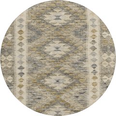 Luxury Washable Indoor/Outdoor Solace Beige 8' x 8' Round Rug