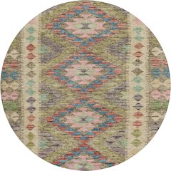 Luxury Washable Indoor/Outdoor Solace Green 8' x 8' Round Rug