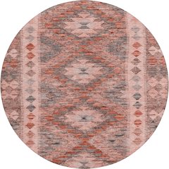 Luxury Washable Indoor/Outdoor Solace Terracotta 8' x 8' Round Rug