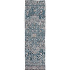 Luxury Washable Indoor/Outdoor Solace Blue 2'3" x 7'6" Runner Rug