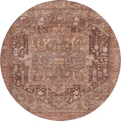 Luxury Washable Indoor/Outdoor Solace Burgundy 8' x 8' Round Rug