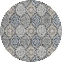 Luxury Washable Indoor/Outdoor Solace Gray 8' x 8' Round Rug