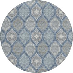 Luxury Washable Indoor/Outdoor Solace Navy 8' x 8' Round Rug