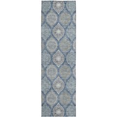 Luxury Washable Indoor/Outdoor Solace Navy 2'3" x 7'6" Runner Rug
